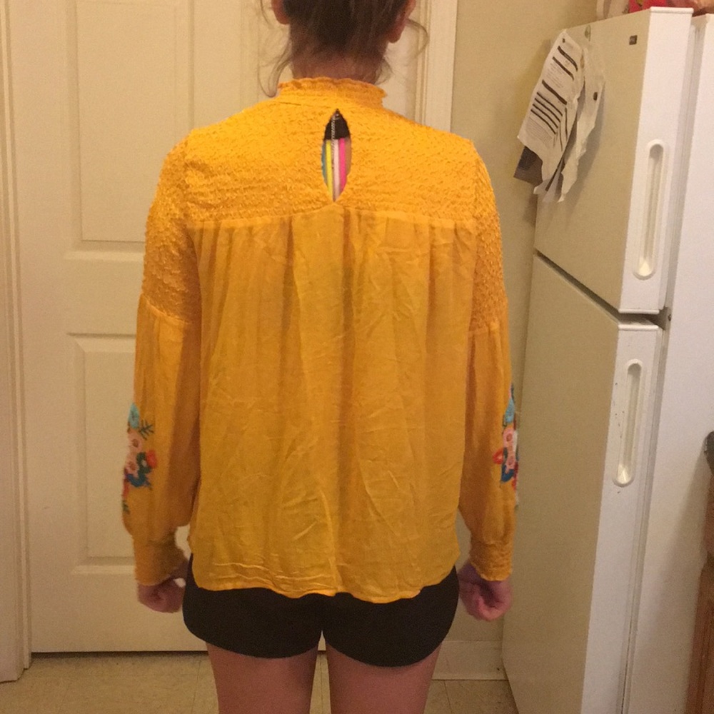 medium hippie style yellow fall blouse so cute! - Picture 8 of 8